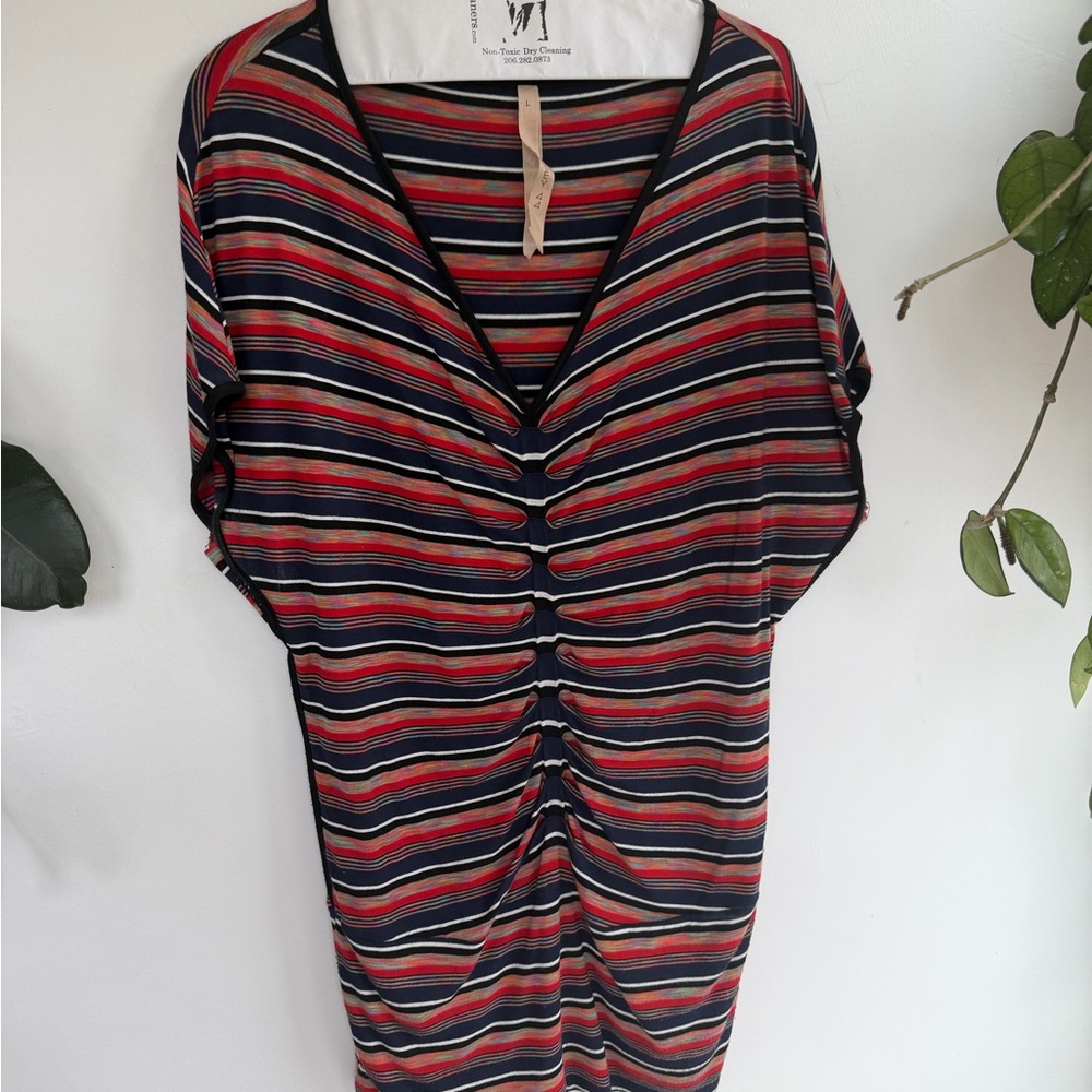 Striped V-Neck ruched top